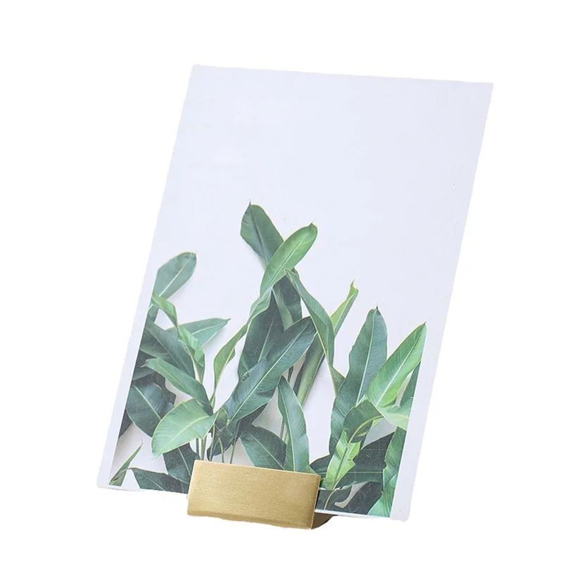 

ABCA-Place Card Holders Brass 40Pcs Wide Size Vintage Table Card Holder Antique Small Table Card Stands Memo Price Tags