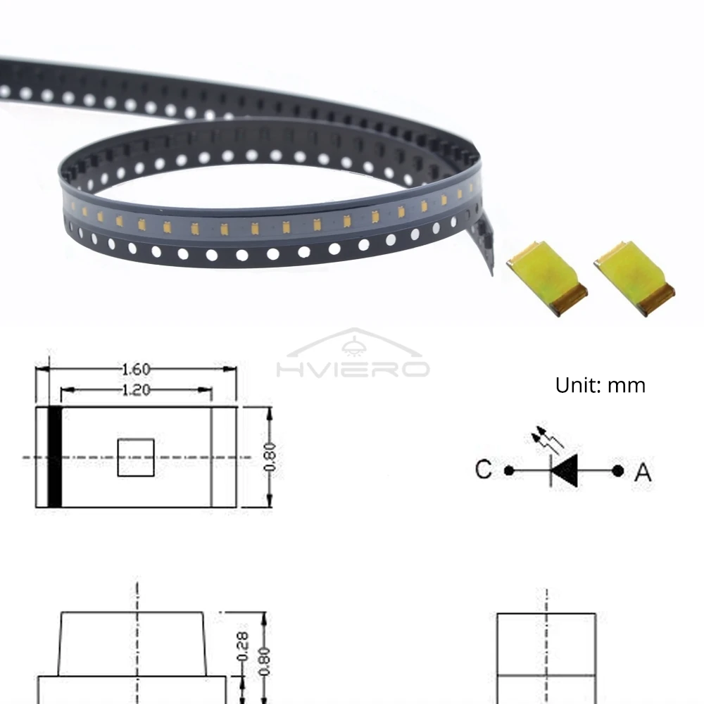 1000Pcs LED Chip Light 0603 SMD SMT Assorted Kit 20mAh Warm White Bulbs Emitting Diode Super Bright DIY Ceiling Paste Lamp Beads