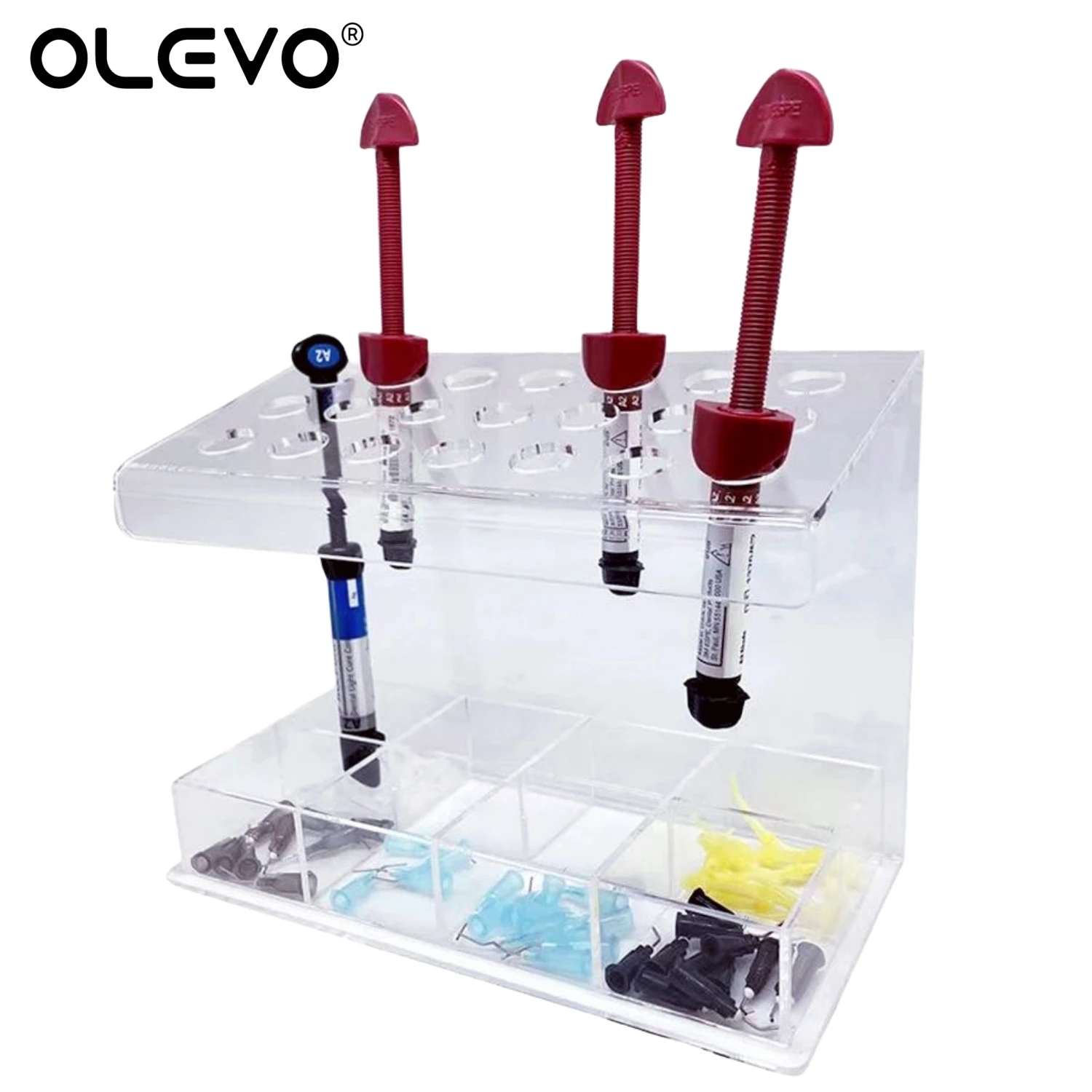 Dental Resin Composite Holder Syringe Acrylic Organizer Applicator Dispenser Storage Box Transparent Dentist Clinic Supplies