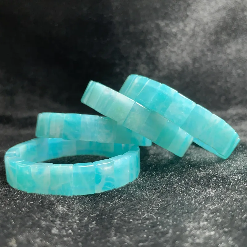 New 8X10MM AAA Natural Stone Blue Amazonite Rectangular Bracelet for Women\'s Fashion Yoga Energy Crystal Mineral Jewelry Gift