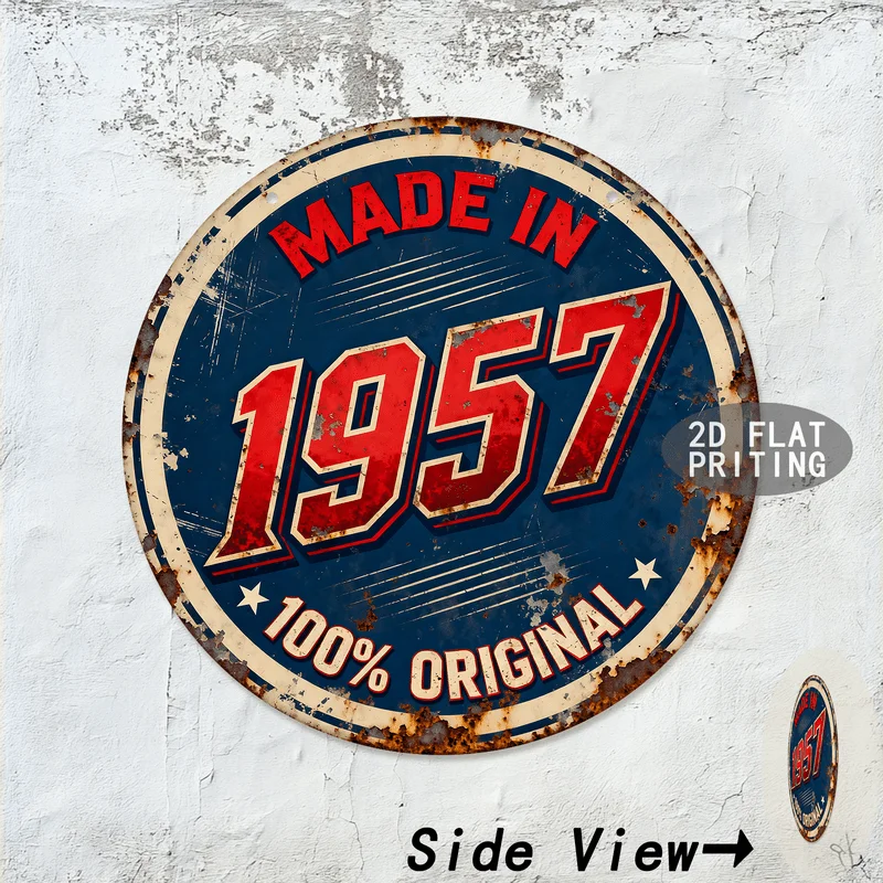 Multistyle Round Metal Tin Sign Vintage Birth Year Birthday Christmas Limited Edition Retro Wall Plaque for Home Bar Garage Ho