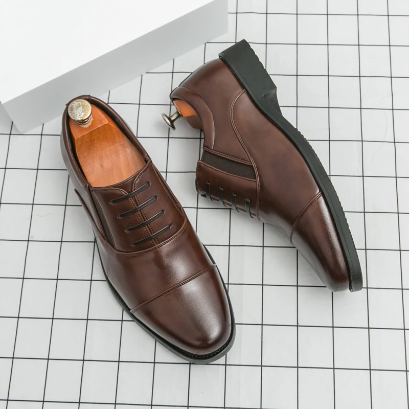 

High Quality Height Increase Oxford Dress Shoes Men Genuine Cow Leather Suit Shoes Lift Brogues Wedding Formal Elevator Shoes