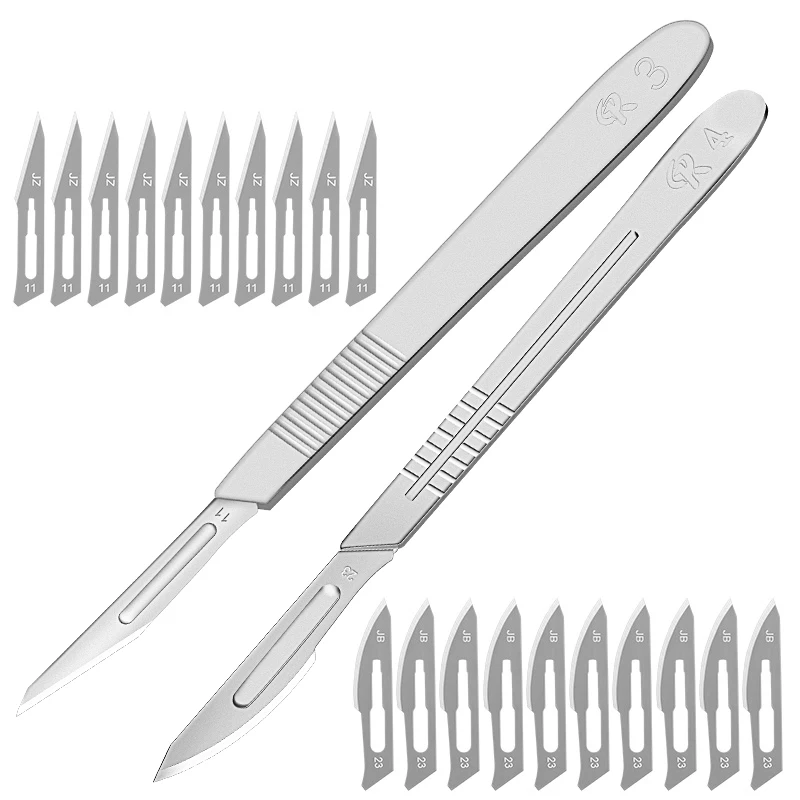 11# 23# Carbon Steel Surgical Scalpel Blades Handle Engraving Craft Knives Cutter Graver Screen Film DIY Cutting Tool Metal BOX