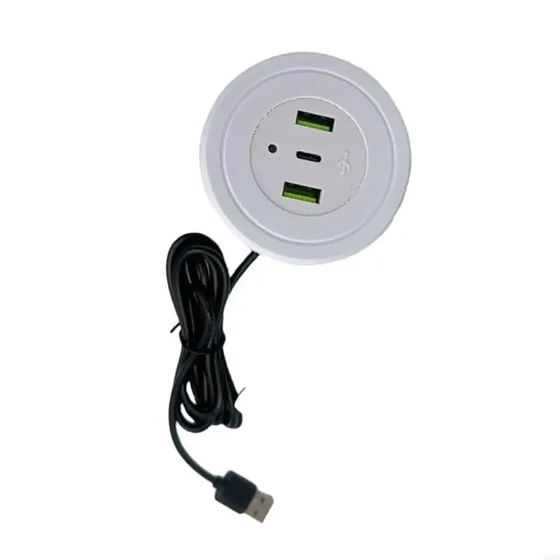 

N1HD 3 Port USB Desk Hole Round Desktop Charging Station USB Type C Embedded
