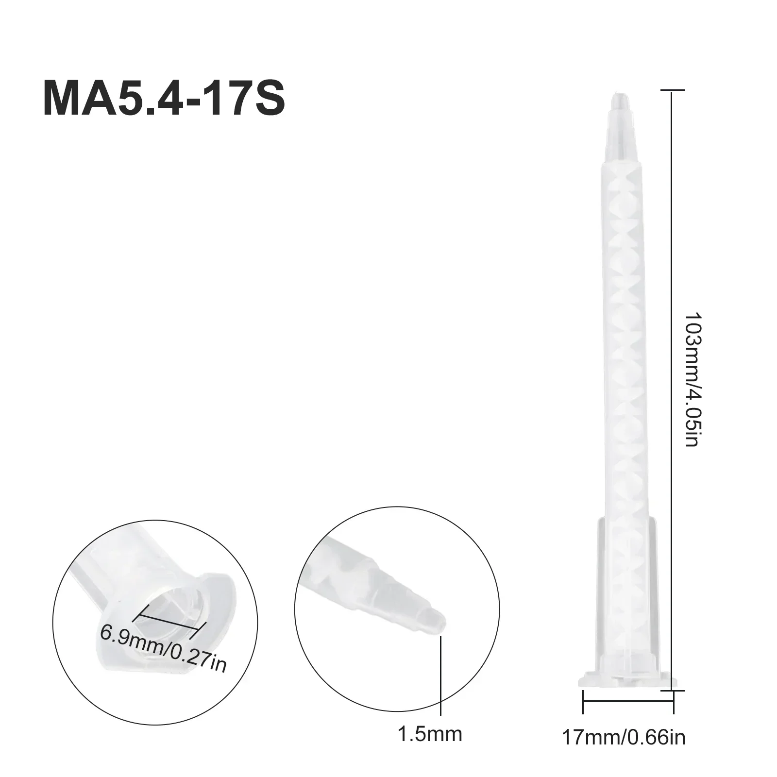 New Practical Mixing Tube Mixing Nozzle Transparent Glue Outlet Dia 1.5mm Glue MA5.4-17S Mixer Mixer Mixing Tube