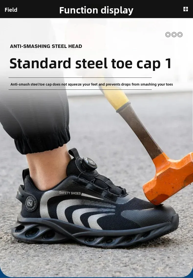 New Safetys Shoe Rotating Button Work Shoes Men Anti-smash Anti-puncture Shoes Fashion Men Sport Shoes Security Protective Boots