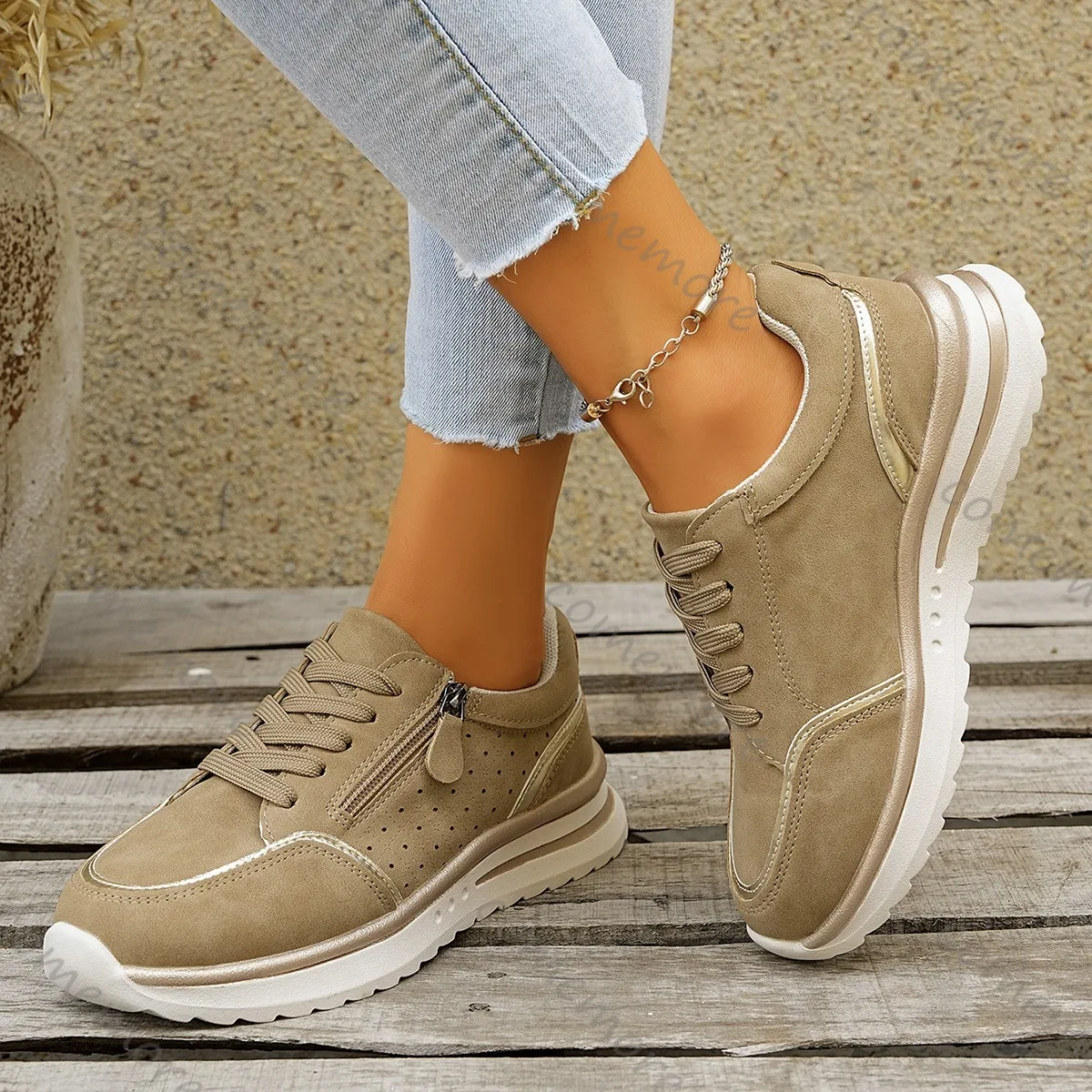 Comemore женские повседневные кроссовки модные дышащие кроссовки с боковой молнией женские осенние удобные прогулочные спортивные туфли на плоской подошве