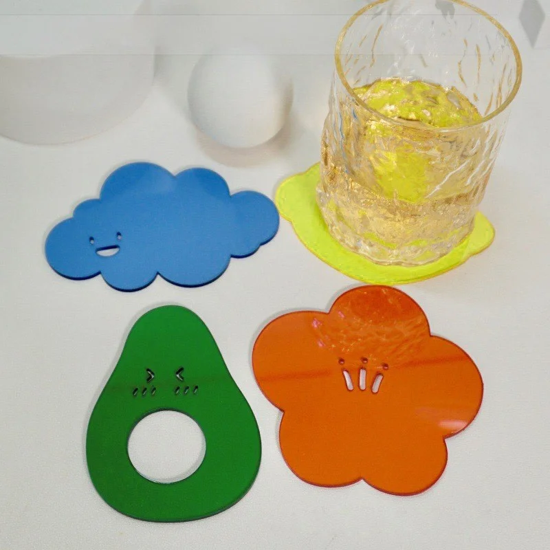 Cute Cartoon Acrylic Coaster Simple Waterproof Pad High Temperature Bowl Pad Desktop Decoration Table Mat