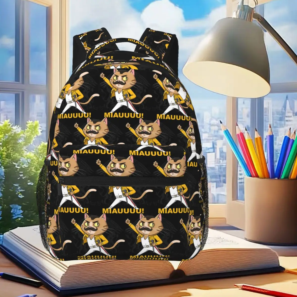 

Freddie Miaurcury Eooooo Backpack Student Boys Girls BookBag Kids School Bag Computer Shoulder Bags for Men Women