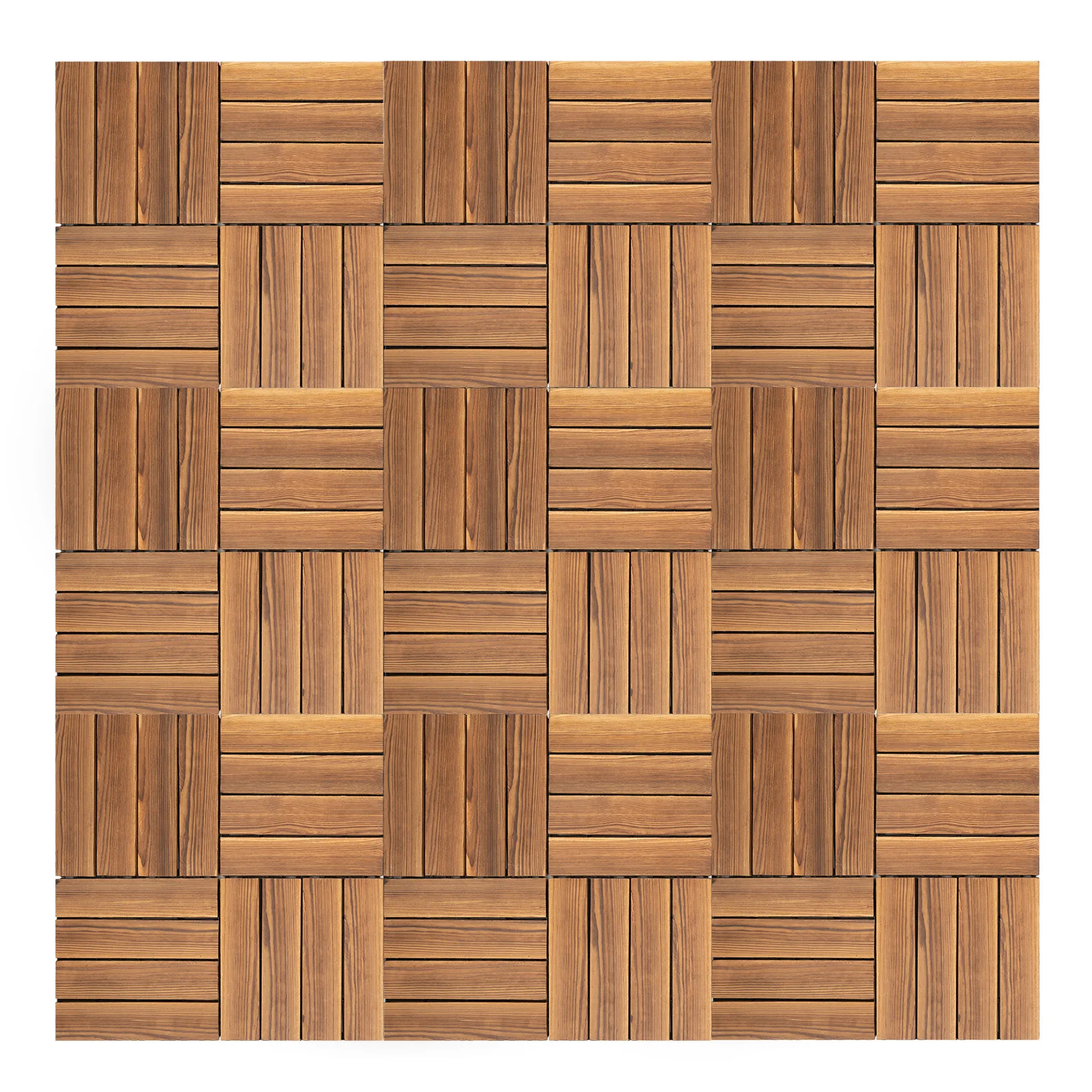

12''x12'' 36Pcs Patio Deck Tiles Wood Plastic Composite Interlocking Decking Tiles for Indoor & Outdoor Waterproof Brown