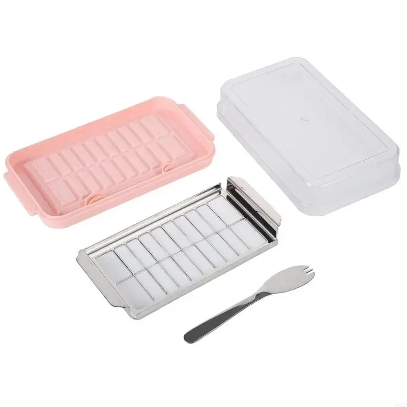 

Stainless Steel Butter Cutter and Cheese Storage Box with Transparent Cover Easy to Use Butter Slicer with Container