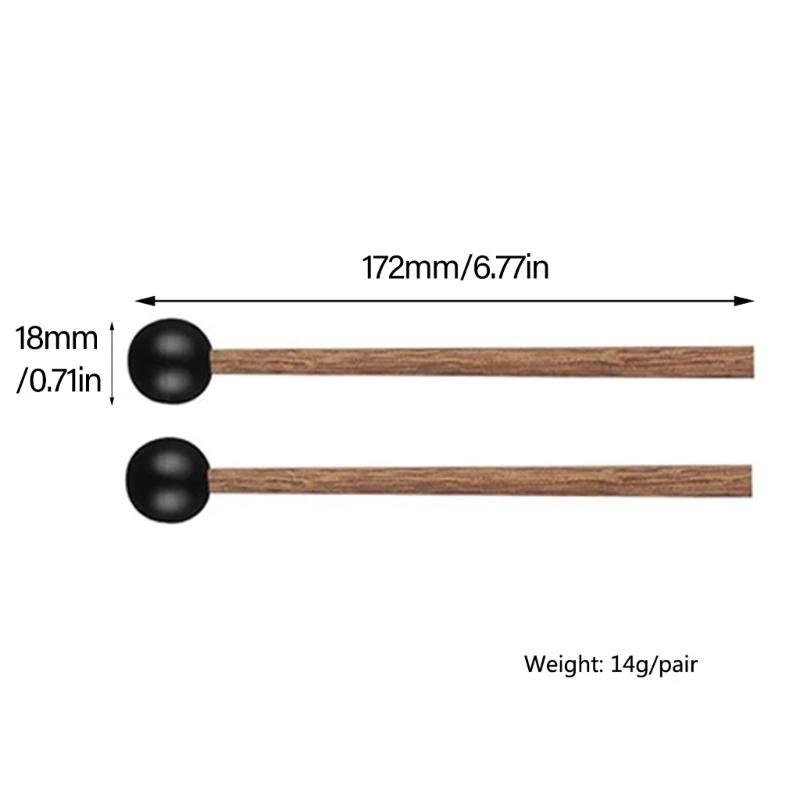 1pair Steel Longue Drum Malmets Drumsticks Rubber Percussion Malmets Strick