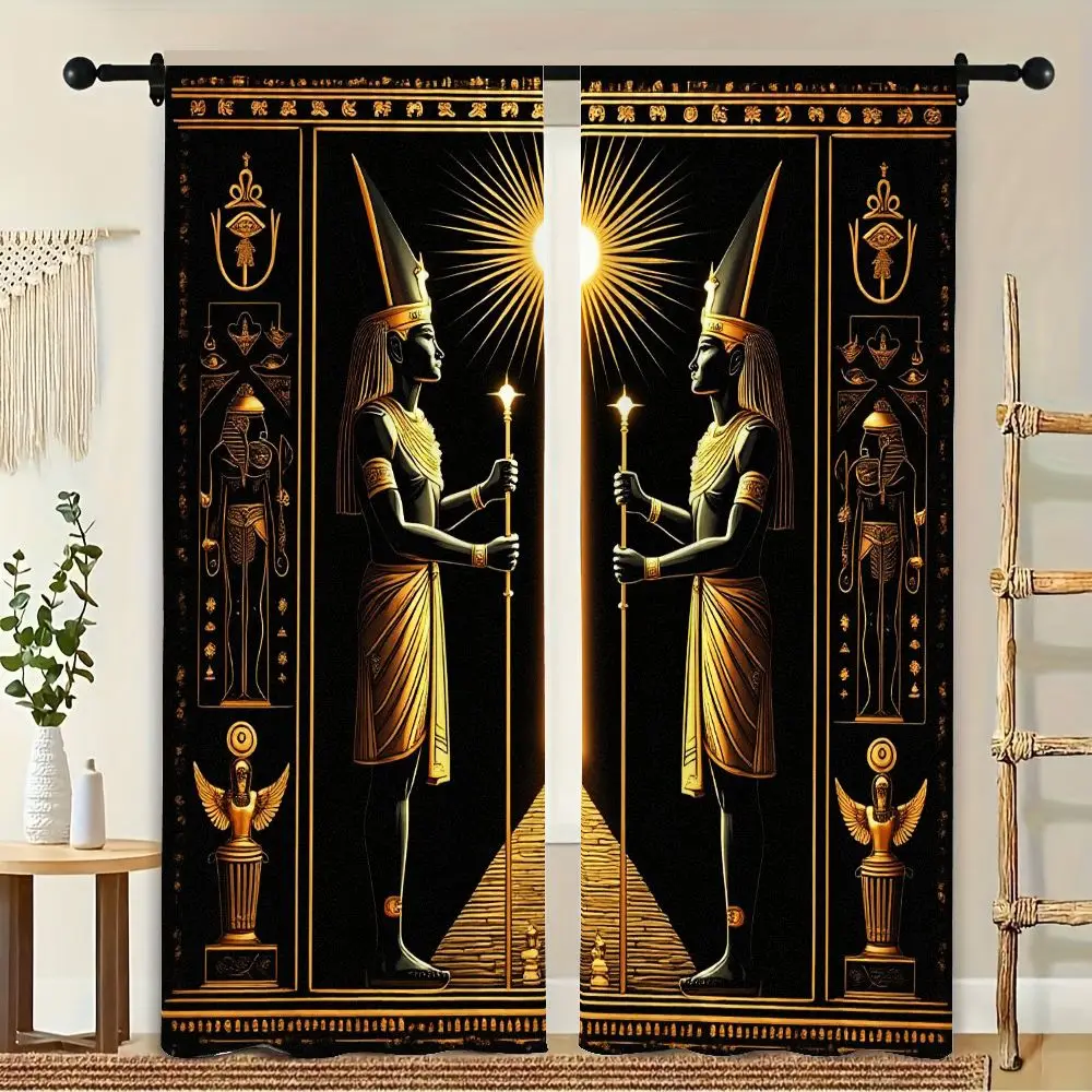 

2Pcs Curtains Ancient Egyptian Deities Pharaohs Window Drapes for Bedroom Living Room Decoration Window Treatment.