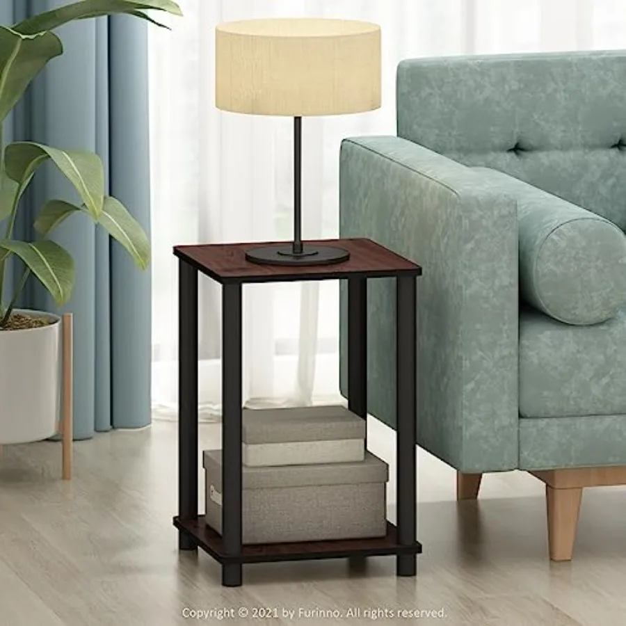 

TurnNTube End Side Night Stand Bedside Table 2 Tier Dark Cherry