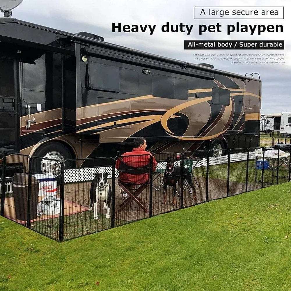 

Dog Playpen Pet Dog Fence 40 inch Height 16 Panels Metal Dog Pen Outdoor Exercise Pen with Doors,Pet Puppy Playpen for RVCamping