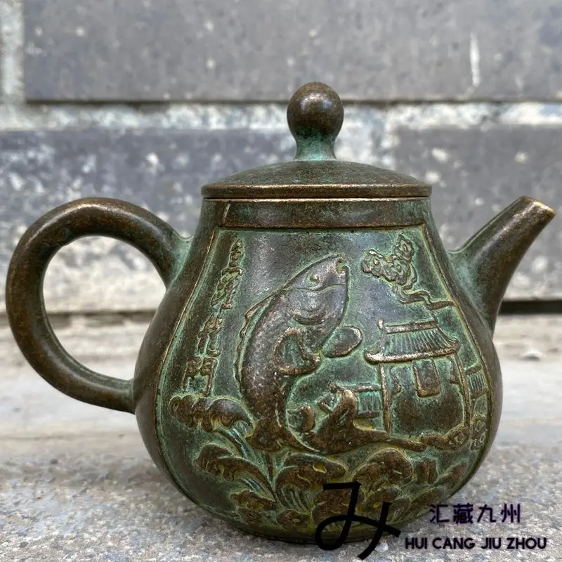 Retro Carp leaping over the dragon gate wine pot teapot Ornament Decoration Tea Pet Figurines Desk Decor Accessories