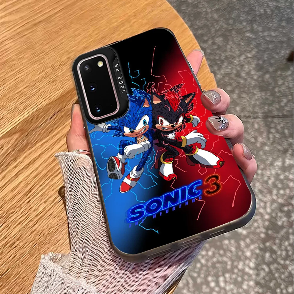 Cartoon Film S-Sonic 3 Phone Case For Samsung S23 S24 S22 A71 A55 ULTRA PLUS FE Electroplated Silver IMD Laser Color Cover