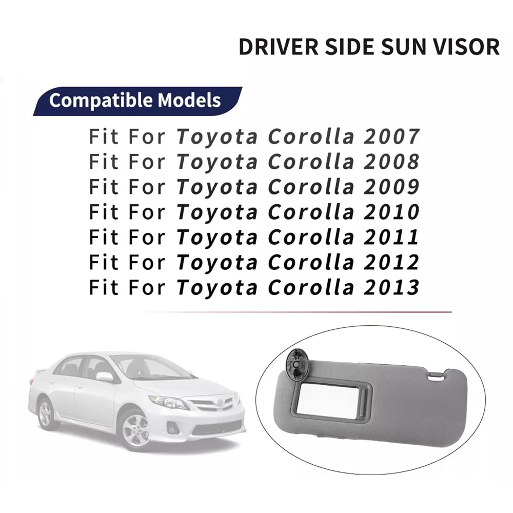 Para Toyota Auris Corolla 2010 - 2013 visera Interior del coche con espejo gris Beige parasol izquierdo derecho lado del pasajero del conductor