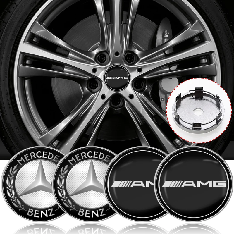 For Mercedes Benz AMG E S C A B Class GLE GLS CLS GLC CLA GLA GLK GLB C300 4Pcs 56/60mm Car Wheel Center Hub Cap Car Accessories