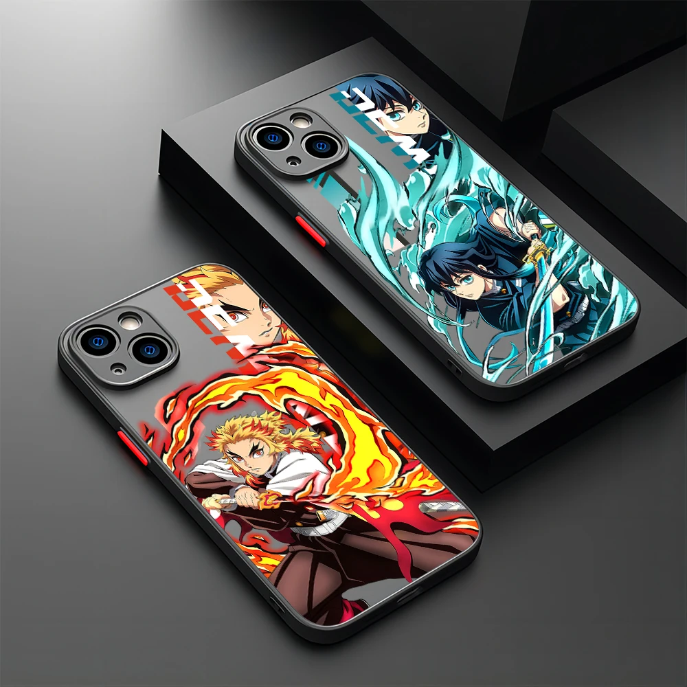 Anime Demon Slayer Phone Case For iPhone 16 15 14 13 12 11 Mini Pro Max X XR XSMax 7 8 Plus Matte Transparent Back Cover