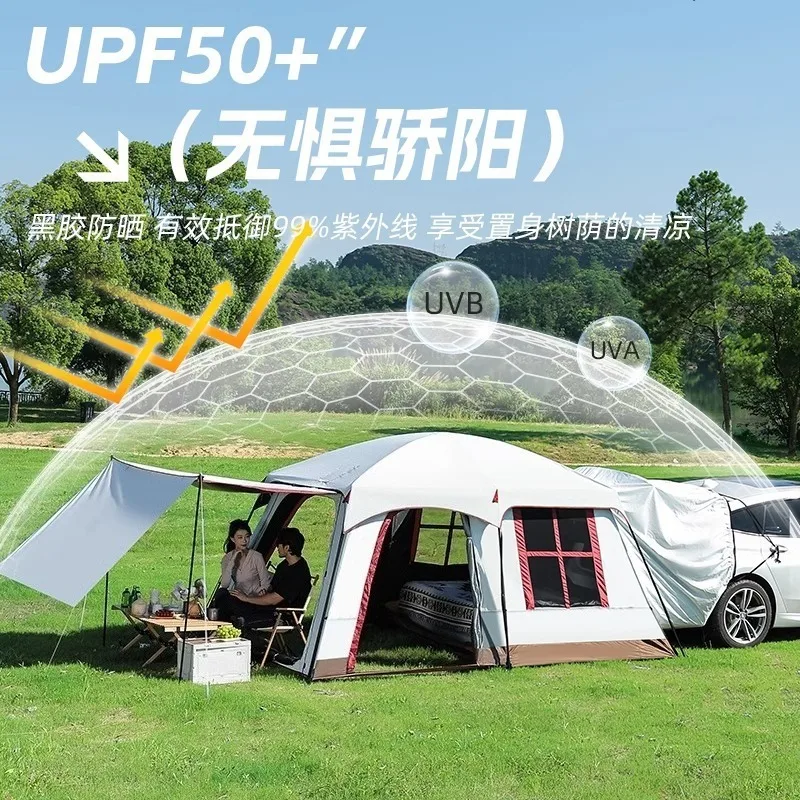 SUV Rear Tailgate Tent, Off-Road Outdoor Camping Overnight Complete Gear, Rainproof Two-Room One-Hall Extension Awning Tent