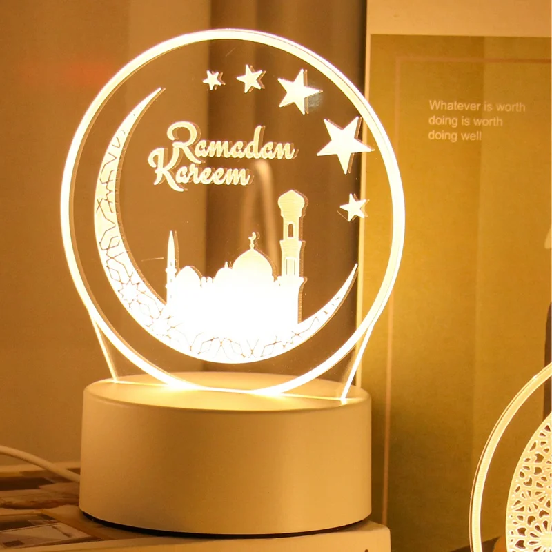 Eid Mubarak 3D Led Lamp Ramadan Night Light Led Moon Star Eid Bedroom Decoration Light Ornament Ramadan Decoration For Home 2024