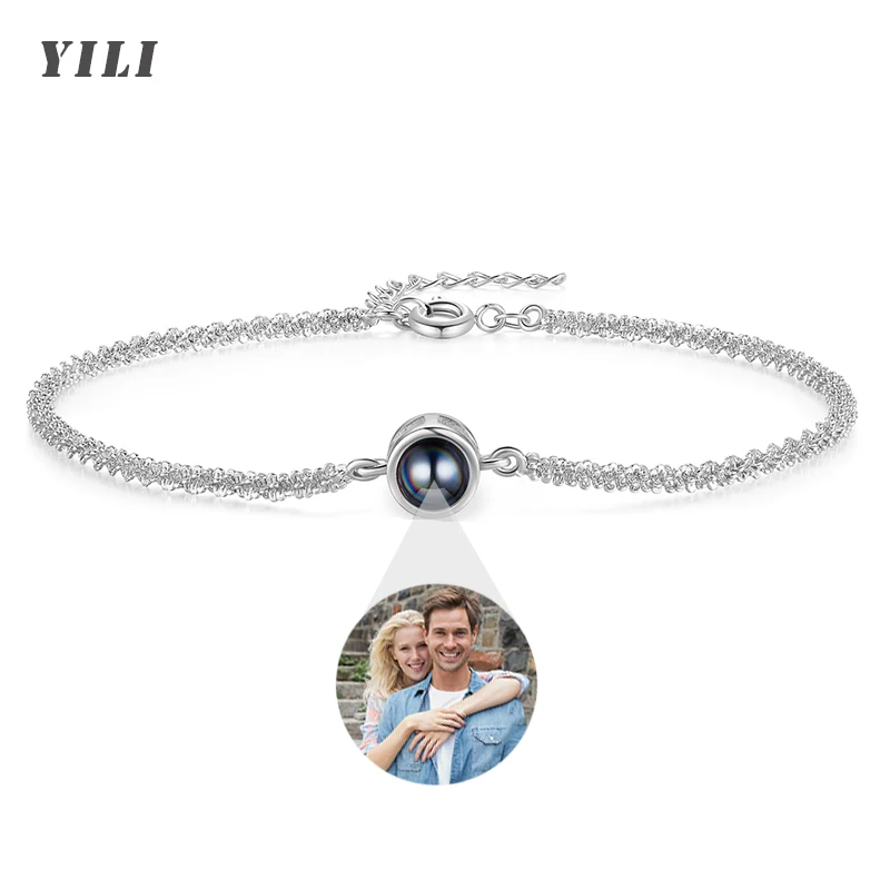 

Персонализированный браслет с проекцией фото, браслет с индивидуальным изображением внутри, для женщин, пар, на память, подарок на день рождения