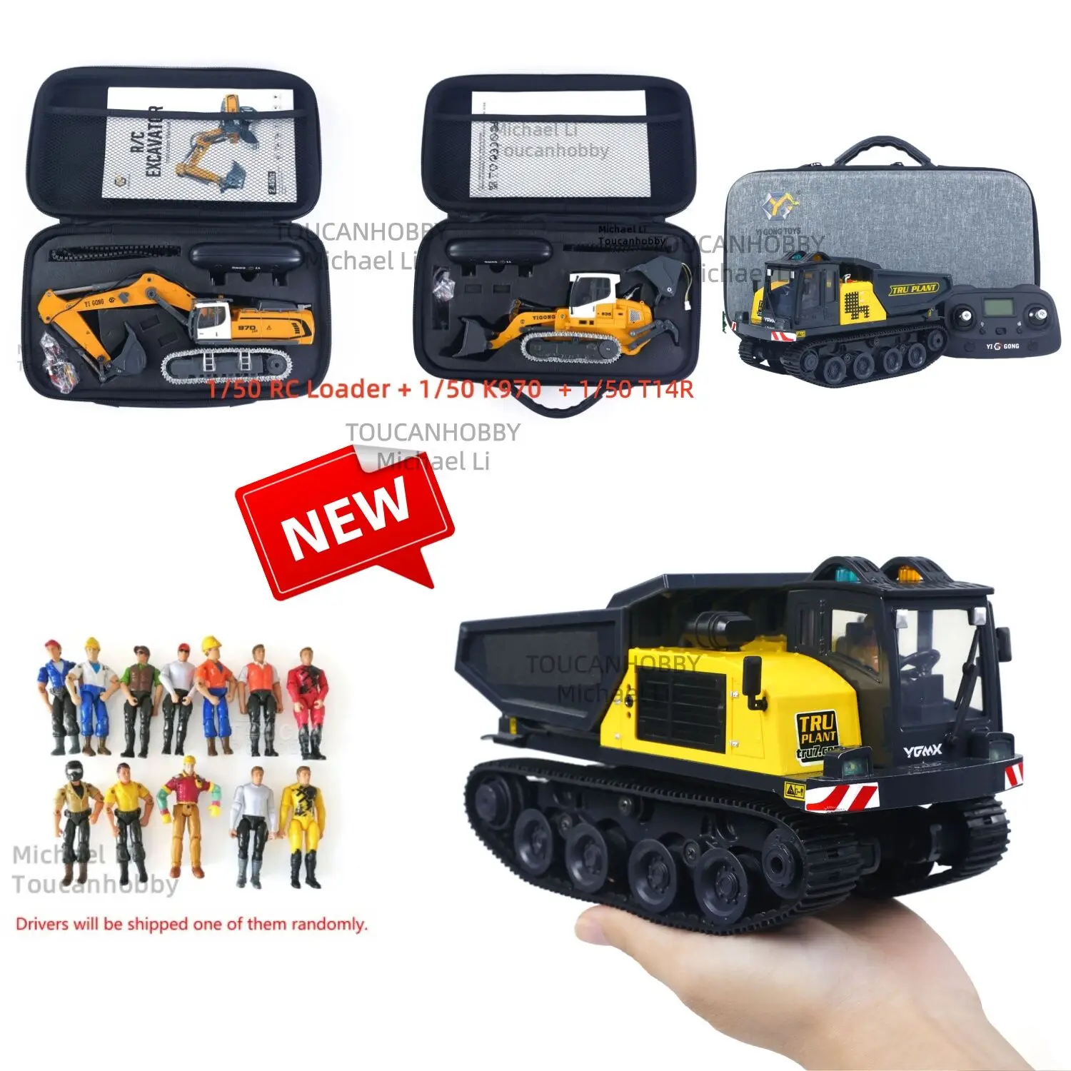 Nieuwe 1/50 T14R RC Dumper K970 RC Graafmachine LR636 RC Loader Metalen Emmer Tracks RTR Model Licht Geluid Truck Speelgoed Model Geschenken