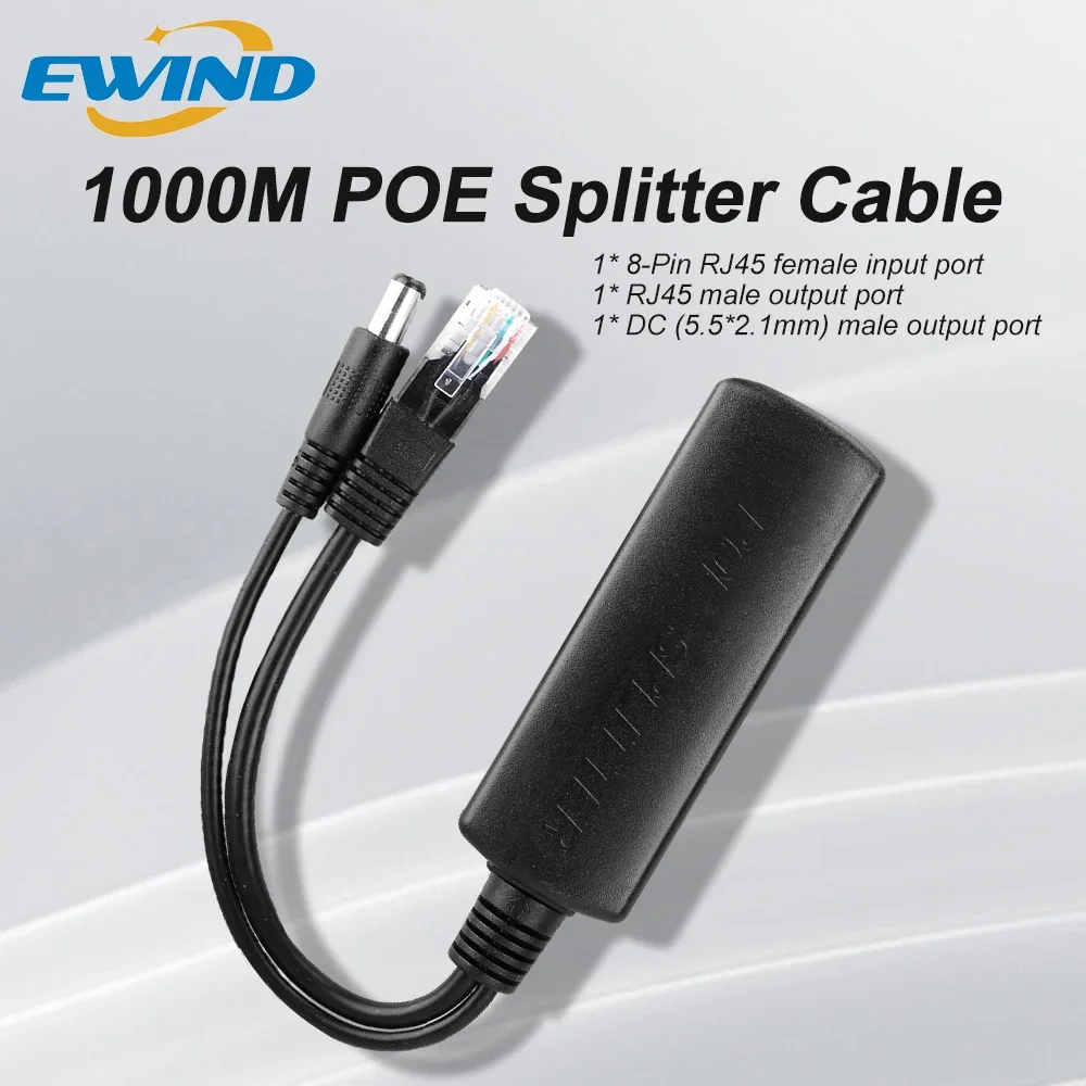 Splitter POE Gigabit, da 48V a 5V,Micro DC,RJ45,1000Mbps,Power Over Ethernet per HUAWEI, telecamera IP, Switch CISCO,HP,ARUBO, AP Wireless