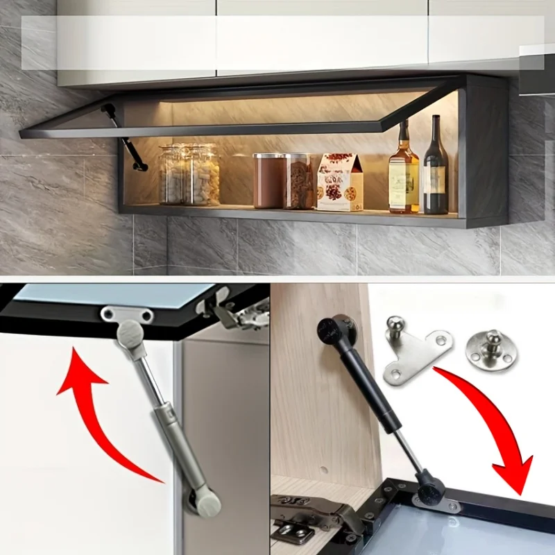 

Kitchen Cabinet Door Lift Pneumatic Support Hydraulic Gas Spring Stay 2pcs Aluminum Frame Glass Door Gas Struts Furniture Hinge