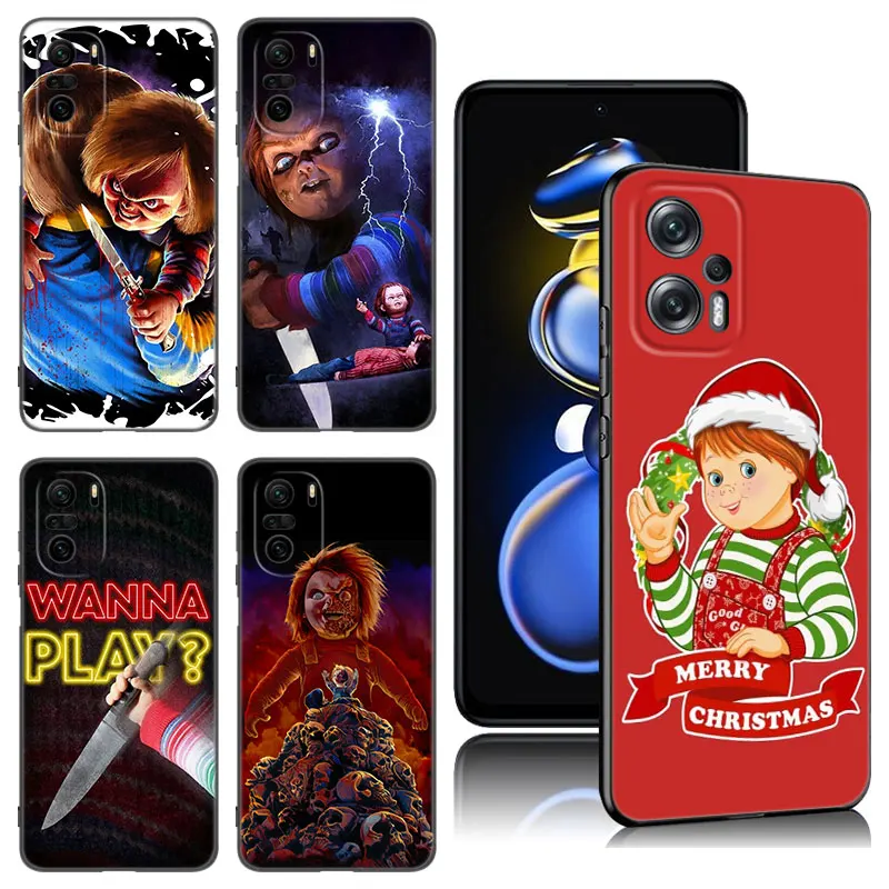 

Horror Movie Chucky Doll Phone Case For Xiaomi POCO X3 X4 NFC F5 M2 M3 M4 M6 X5 Pro F3 F4 GT 5G C31 C55 M5S Black Silicone Cover