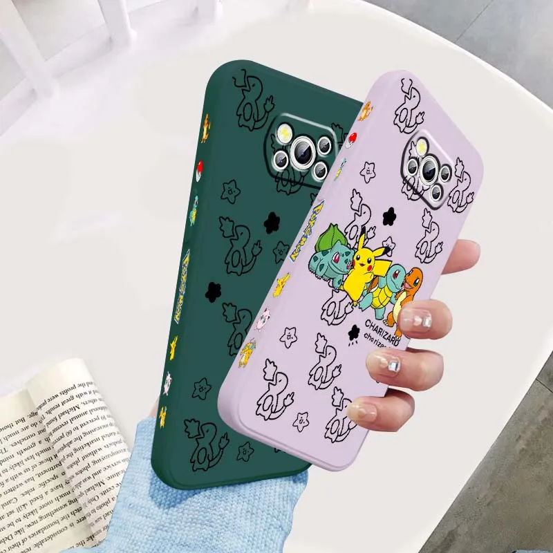 

Art Cartoon P-Pokemon Popular Phone Case For Xiaomi Mi Poco X3 X4 X5 X6 M4 M5 M6 F4 F5 F3 GT Pro 5G Liquid Left Rope Cover
