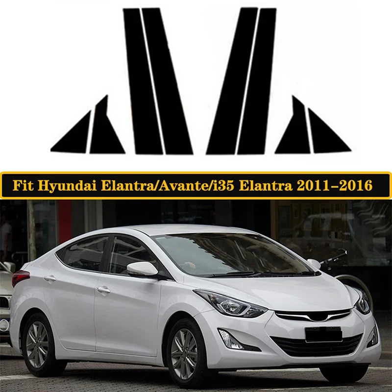 

8pcs Car Pillar Posts Door Window Trim Cover Decorative Stickers Accessories for Hyundai Elantra Avante 2011 2012-2014 2015 2016