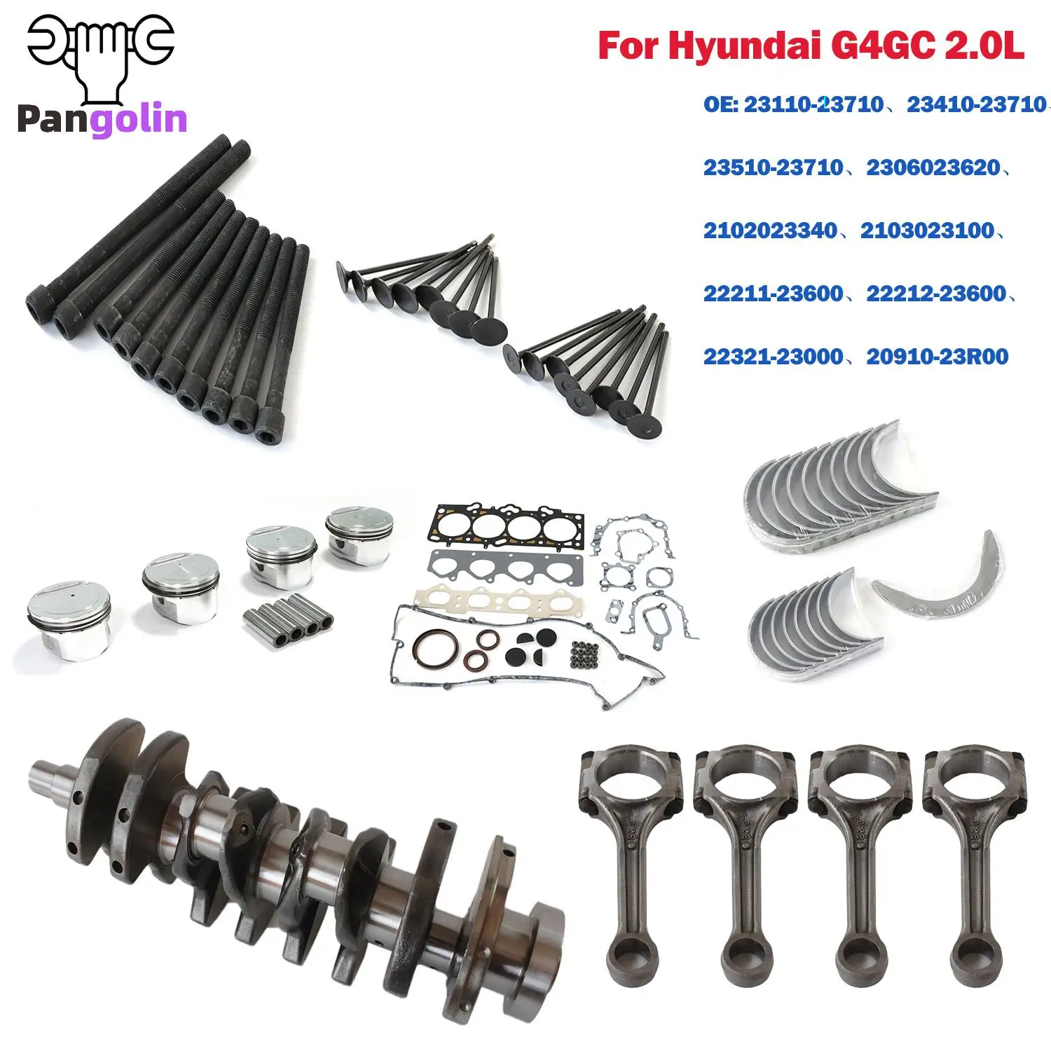 G4GC Engine Overhaul Reconstruction Kit 23110-23710 23410-23710 23510-23710 22211-23600 For Hyundai Tucson Sonata Engine 2.0L