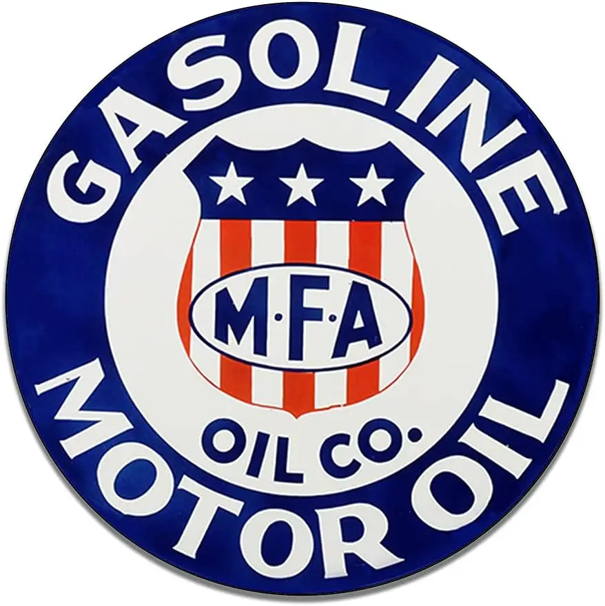 MFA Missouri Farmers Association Motor Oil Gasoline Vintage Gas Signs Reproduction Car Company Vintage Style Metal Signs Round M