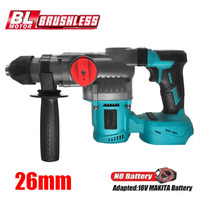 26mm Brushless Electric Impact Hammer Drill 2-Mode Rotary Hammer Multifunctional Cordless Power Tools Fit Makita 18V Battery