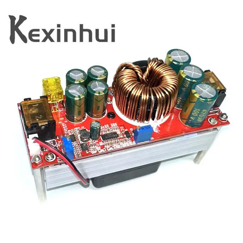 DC-DC 1500ワット30A電圧ステップアップコンバータの昇圧cc cv電源モジュール定電流モジュールとファン10-60に12-90v