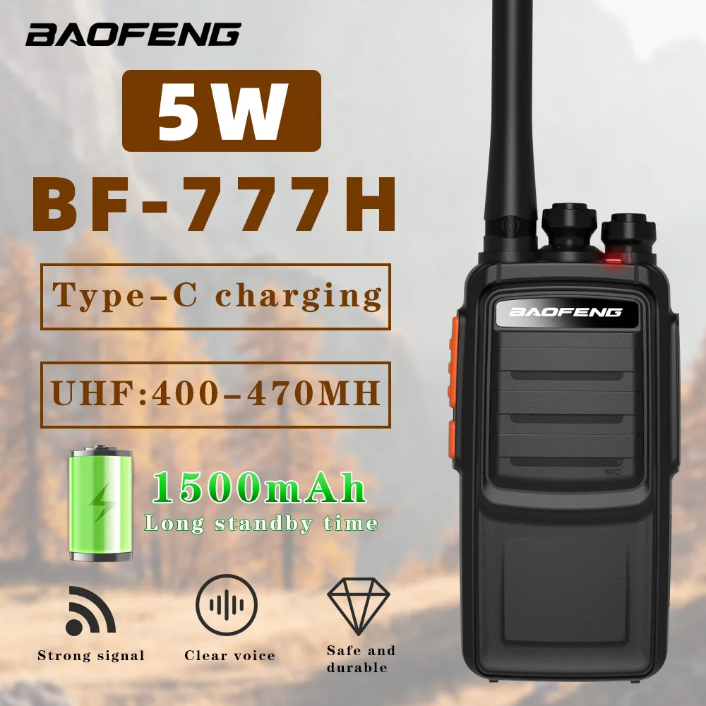 Baofeng – walkie-talkie BF-777H BF777hUHF 5W 400-470MHz, Radio bidirectionnelle USB, Radio amateur, émetteur-récepteur Hf, talkie-walkie portable, 2 pièces