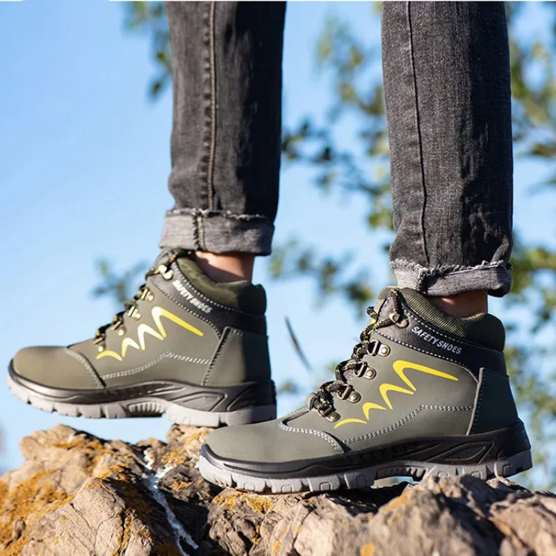 Men Safety Boots For Work Non Slip Platform Sneakers Steel Toe Cap Botas Anti-Puncture Indestructible Hiking Security Shoes