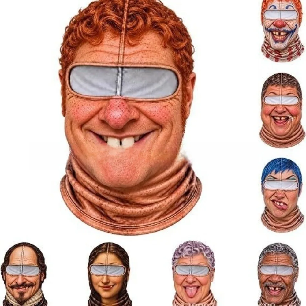 3D Printed Face Neck Gaiter Dralon Material Warm Fabric Full Face Balaclava Unisex Full Coverage Realistic Face Mask