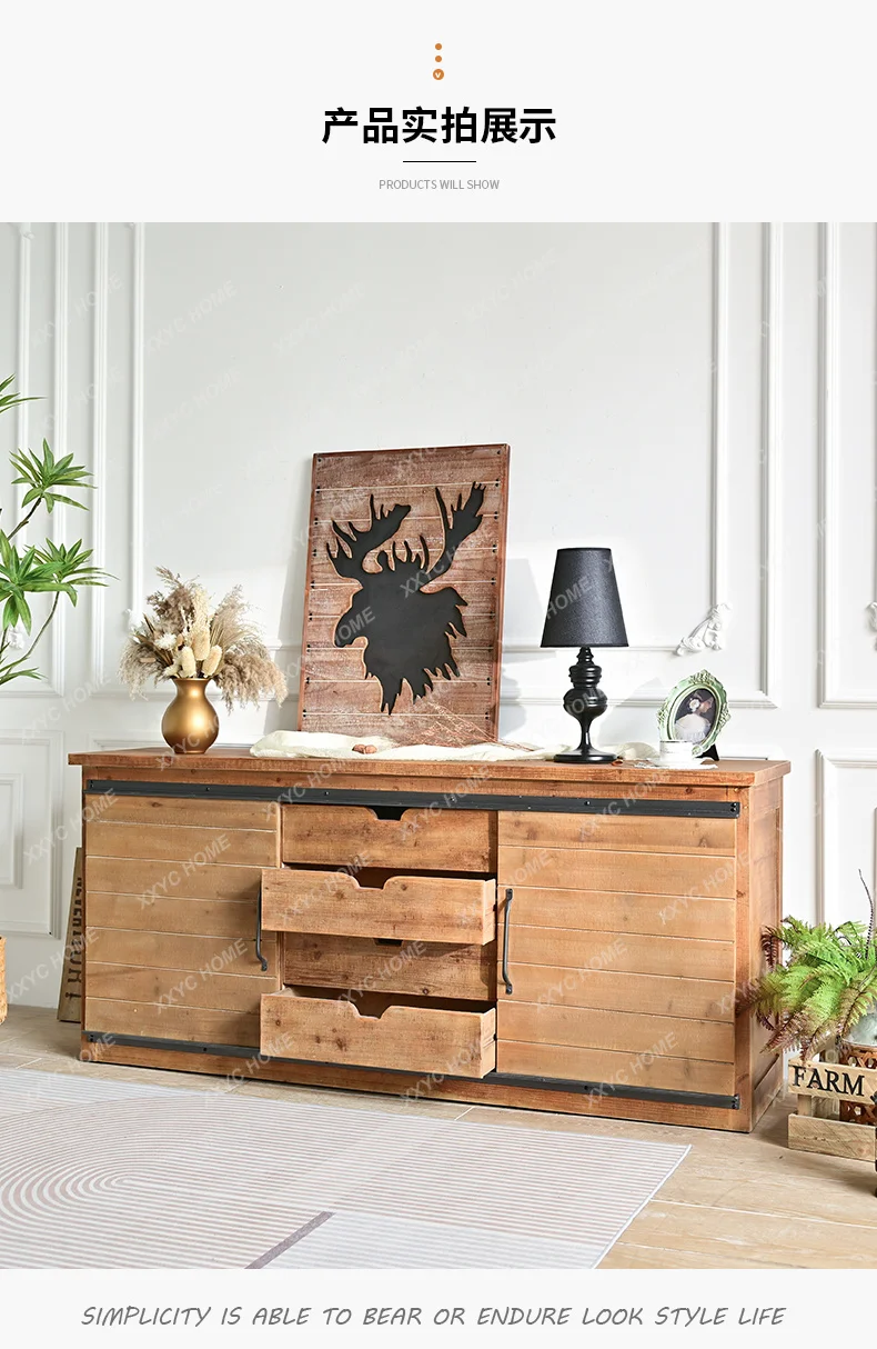 XX floor-to-ceiling solid wood sliding door drawer storage chest cabinet household living room wall locker