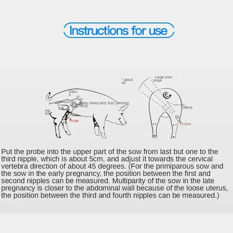 ماسح ضوئي بالموجات فوق الصوتية البيطرية المحمولة 1800A لاختبار الحمل على الحيوانات، مناسب للحيوانات الصغيرة والكلاب والقطط والخنازير والأغنام #6