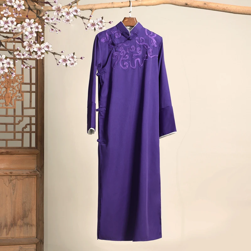 الصينية التطريز Crosstalk سترة البدلة التقليدية تانغ دعوى الوقوف طوق الضفدع زر الذكور رداء قميص #3