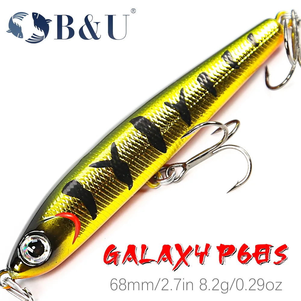 B&U Sinking Pencil Bait 68mm 8.2g  Wobbler Trout Mackerel Micro Sea Fishing Lure Shad Bass Lures