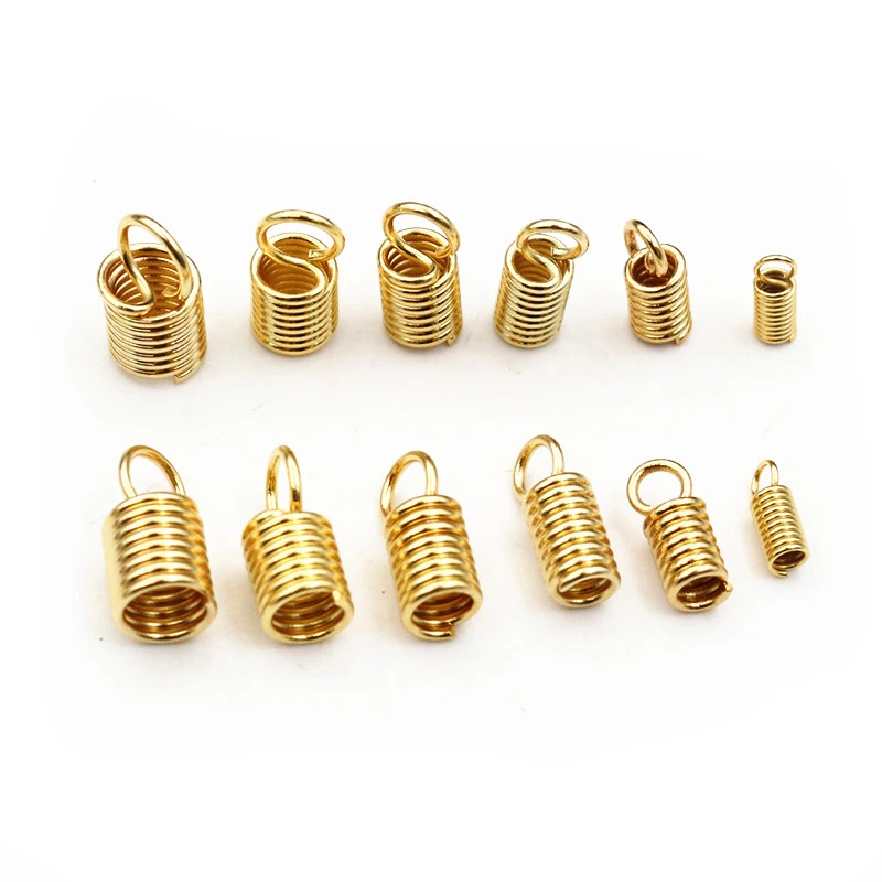 30-100pcs Stainless Steel Spring Crimp Clasps Leather Cord Ends End Caps Connectors For DIY Bracelet Necklace Jewelry Making