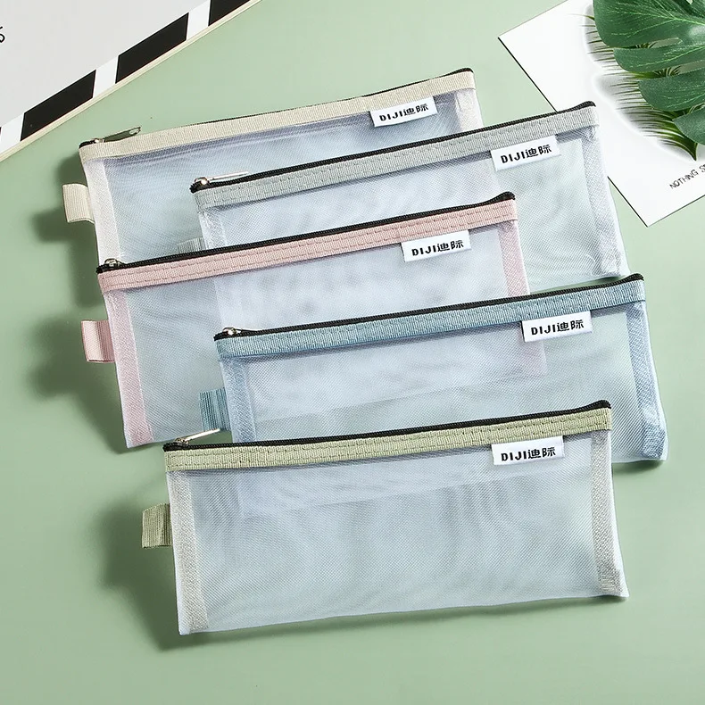 Makeup Bag Handbag School Pencil Cases for Office Large Small Mash Transparent Cosmetic Students Nylon Storage Toiletry Kit