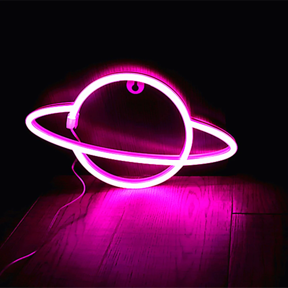 Led Planet Neon Lights Usb Of Batterij Aangedreven Planeet Neon Borden Voor Muur Decor Esthetische Hangende Planeet Led Borden Voor Slaapkamer