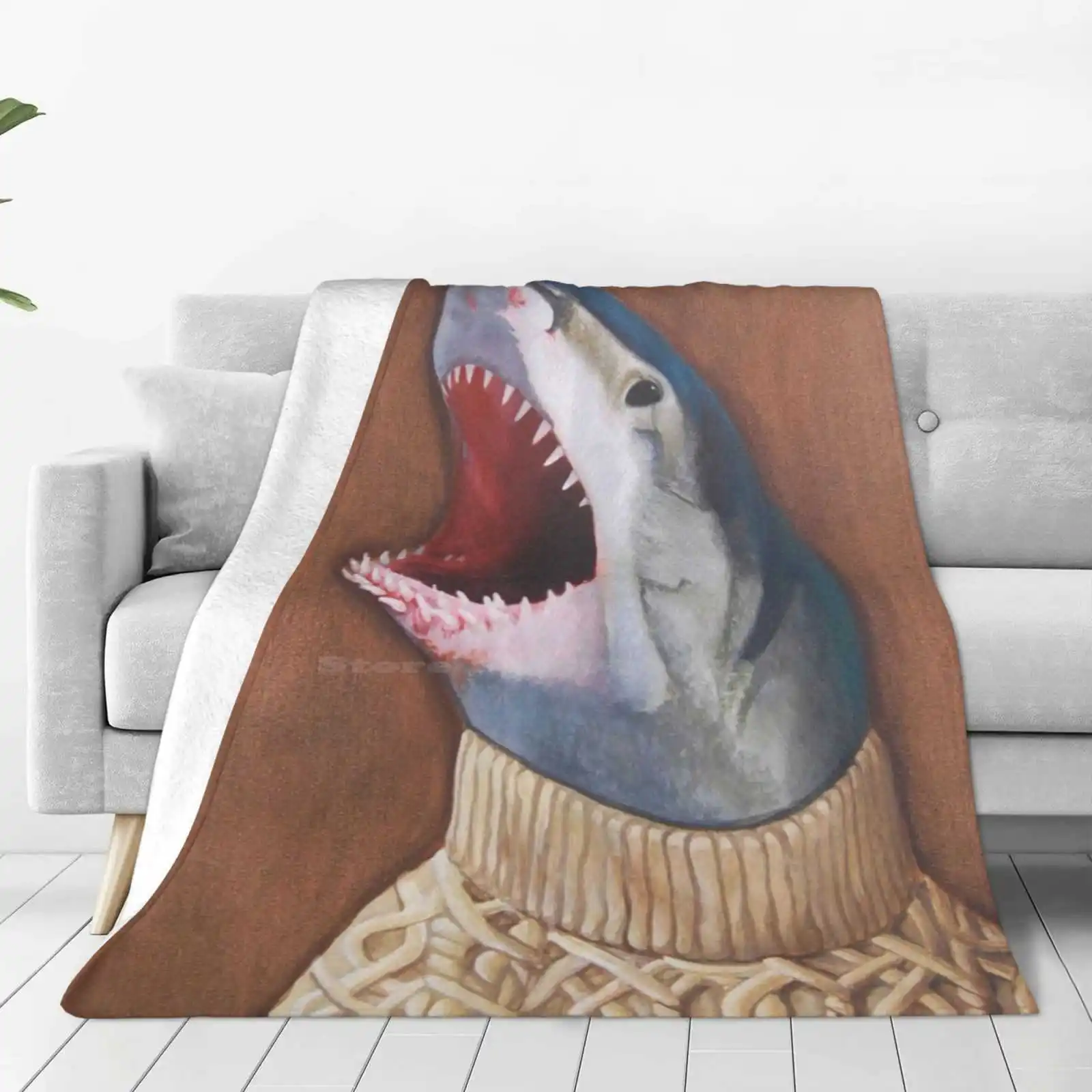 Shark In A Sweater Best Selling Room Household Flannel Blanket Sharks Fisherman Sea Marine Teeth Fangs Sweater Anthropomorphic