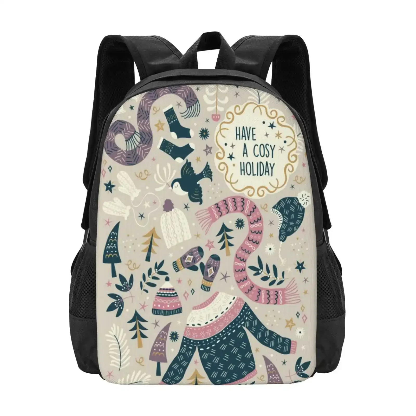 

Winter Woolies Hot Sale Schoolbag Backpack Fashion Bags Xmas Christmas Festive Pattern Woolies Seasonal Winter Retro