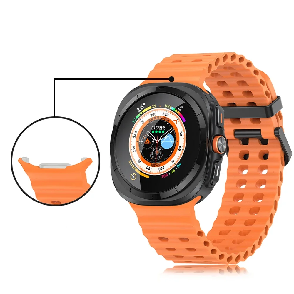 Силиконовый спортивный ремешок для Samsung Galaxy Watch Ultra 47 мм, дышащий ремешок-петля для Galaxy 47 мм, ультра без зазоров, браслет с изогнутым концом